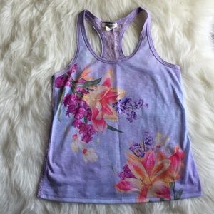 Lavender Floral Aeropostale Tank Top Lace Back